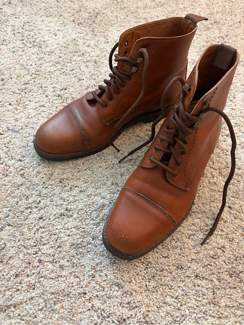 Coach Brown Leather Lace-Up Ankle Boots